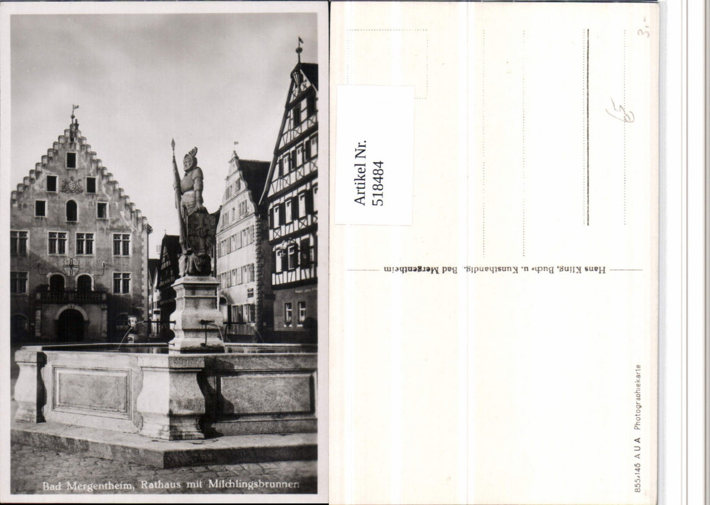 518484,Bad Mergentheim Rathaus m. Milchlingsbrunnen Brunnen
