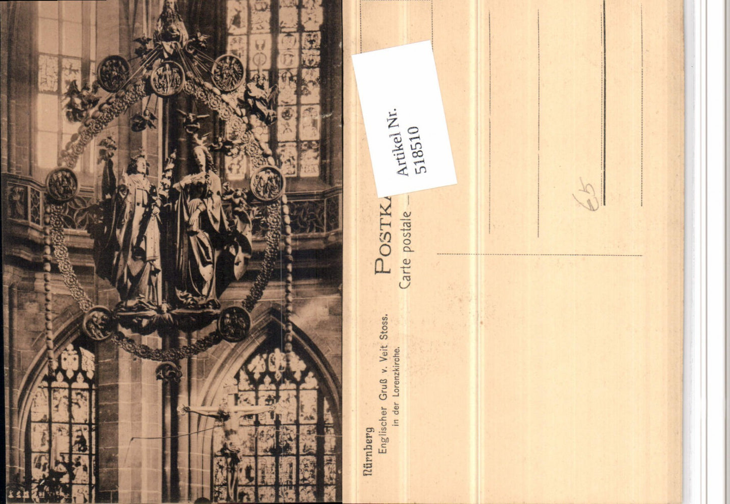 518510,Nürnberg Lorenzkirche Kirche Englischer Gruß Figuren