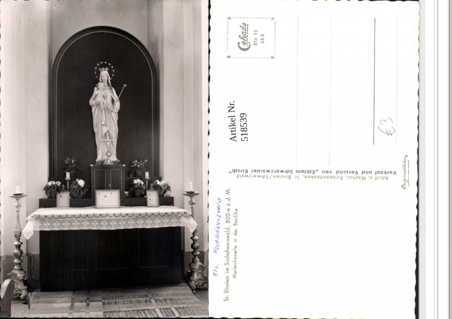 518539,St. Blasien im Schwarzwald Marienkapelle Altar