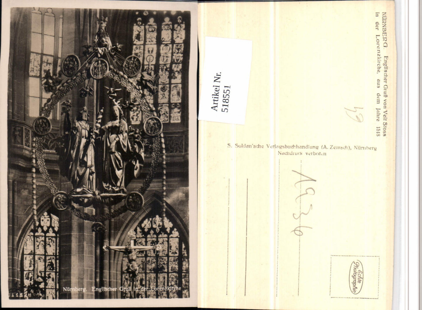 518551,Nürnberg Lorenzkirche Kirche Englischer Gruß Figuren