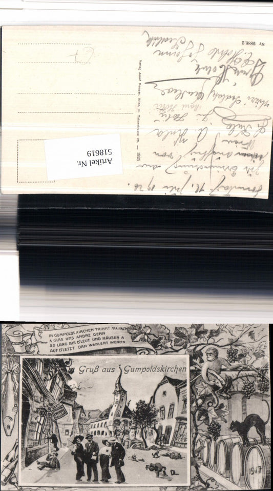 518619,Gruß aus Gumpoldskirchen Trinkerhumor Betrunkene Wein Katze