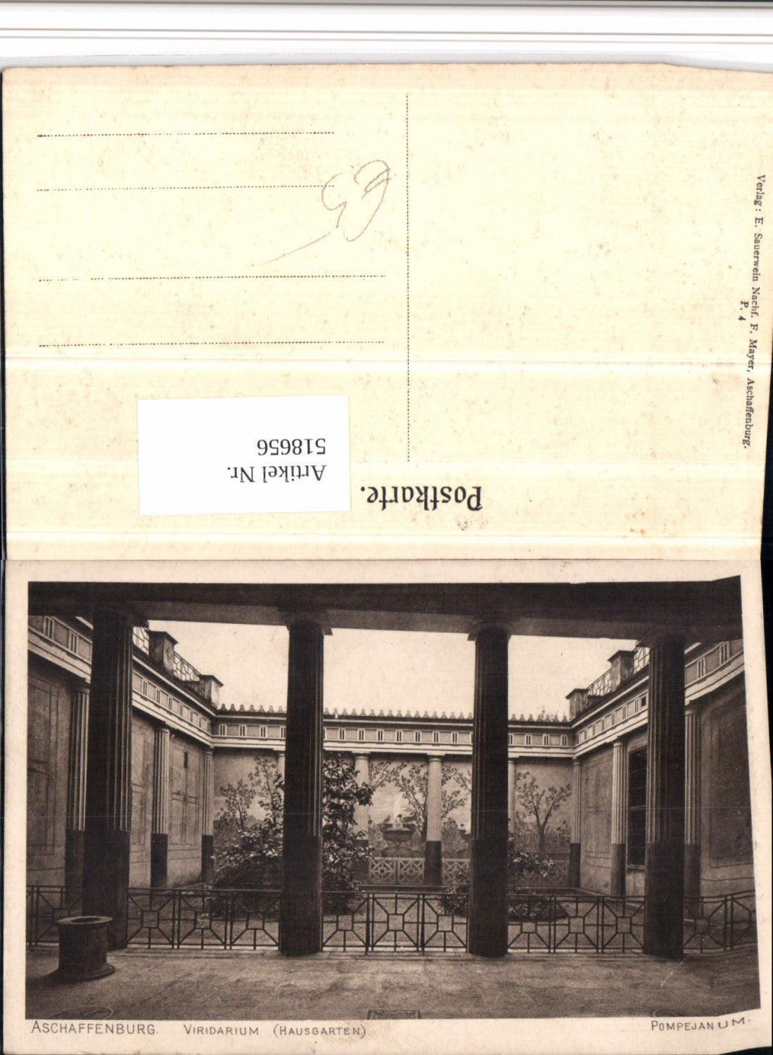 518656,Aschaffenburg Pompejanum Viridarium Hausgarten Säulen