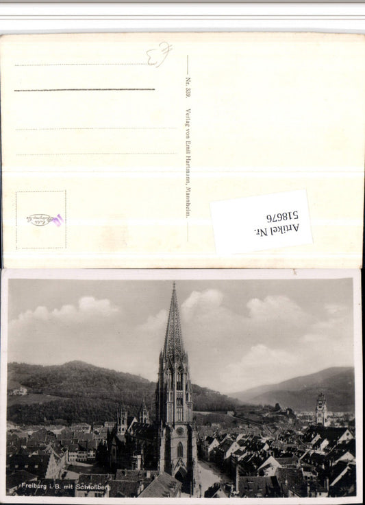 518676, Freiburg im Breisgau, partial view of church with castle hill