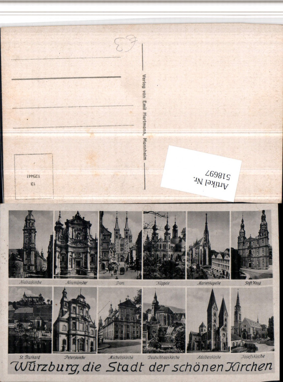 518697,Würzburg Kirchen Dom Käppele Stift Mehrbildkarte