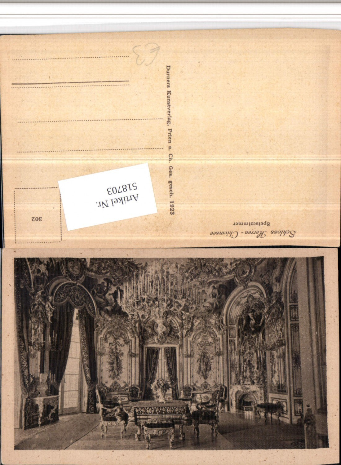 518703,Schloss Herrenchiemsee Speisezimmer Innenansicht