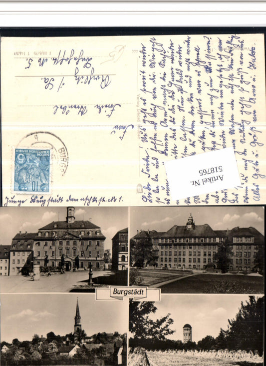 518765,Burgstädt Totale Rathaus Gebäude Turm Mehrbildkarte