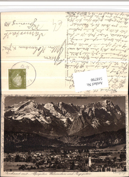 518790,Farchant Totale m. Alpspitze Zugspitze Bergkulisse