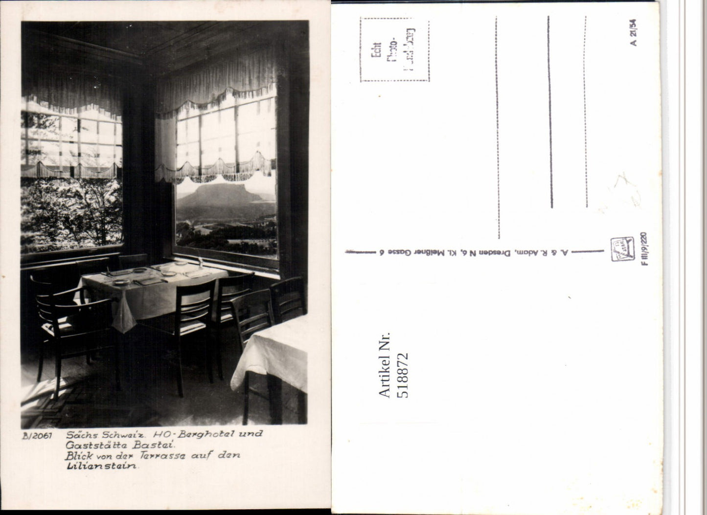 518872,Sächsische Schweiz Berghotel Gasthaus Bastei b. Rathen Ausblick
