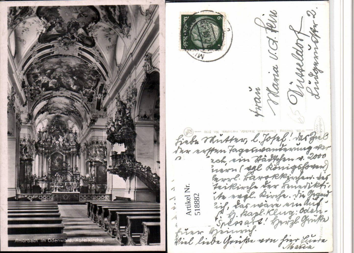 518882,Amorbach im Odenwald Abteikirche Kirche Innenansicht