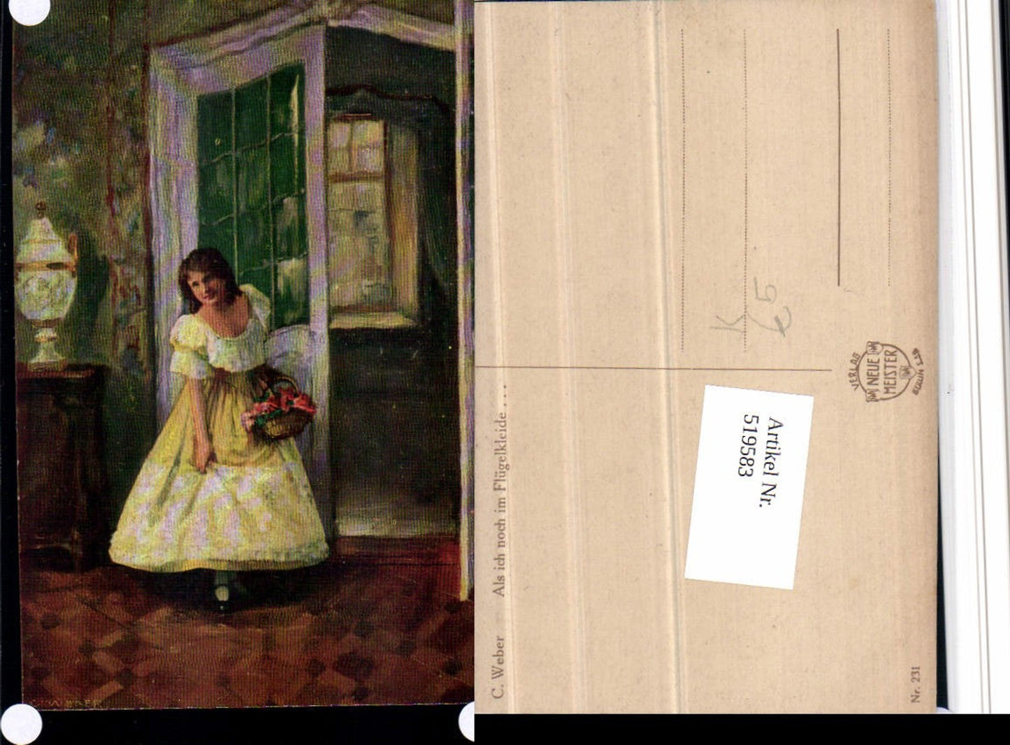 519583,Künstler AK C. Weber Kleid Blumenkorb Blumen