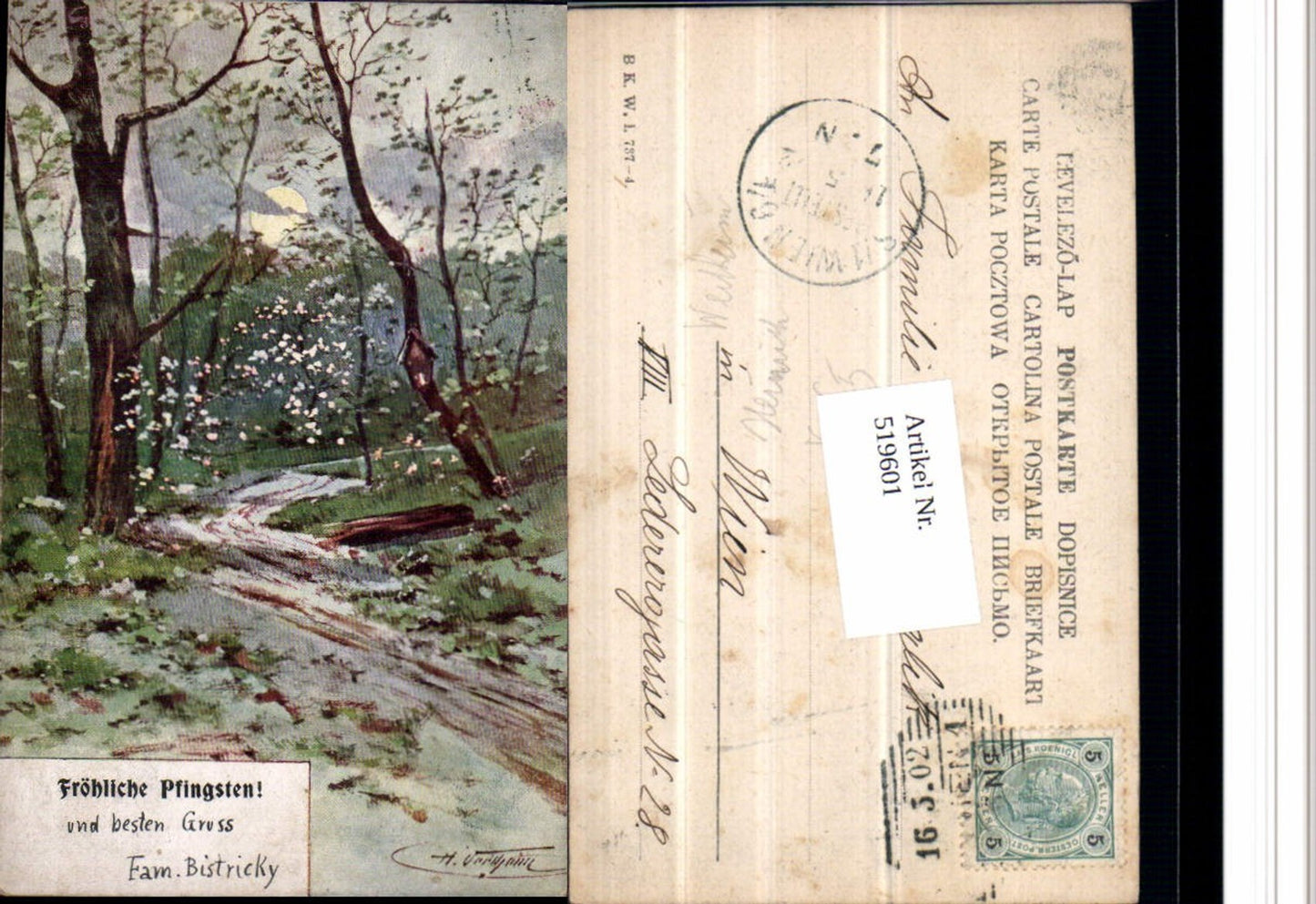 519601,Künstler AK Heinrich Wertheim Pfingsten Landschaft pub B.K.W.I. 737/4