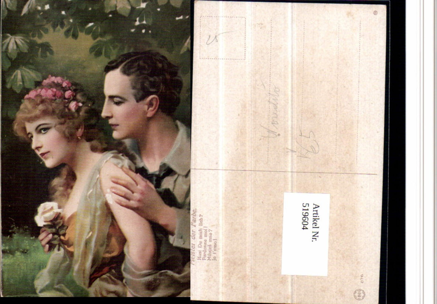 519604,Künstler AK Hast du mich lieb Liebe Paar Rose pub Novolito 876