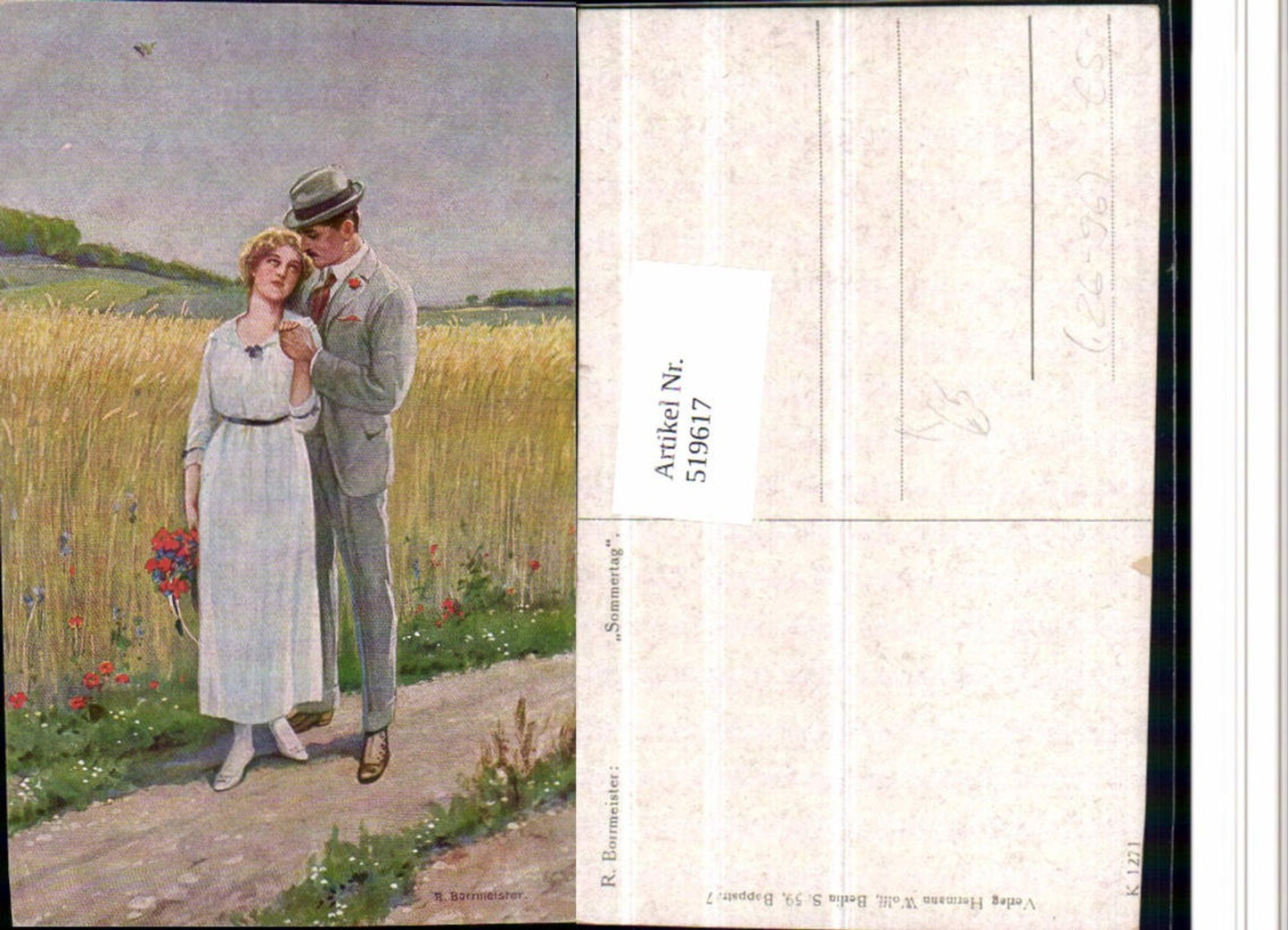 519617,Künstler AK R. Borrmeister Sommertag Liebe Paar Feld