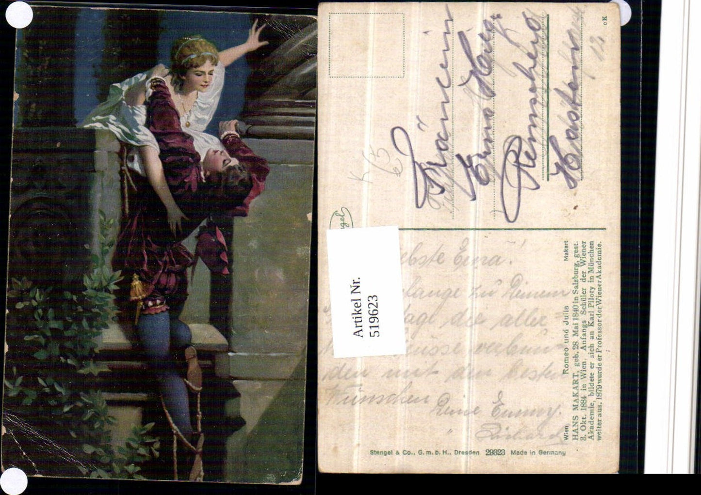 519623,Künstler AK Hans Makart Romeo und Julia Liebe Paar pub Stengel & Co 29323