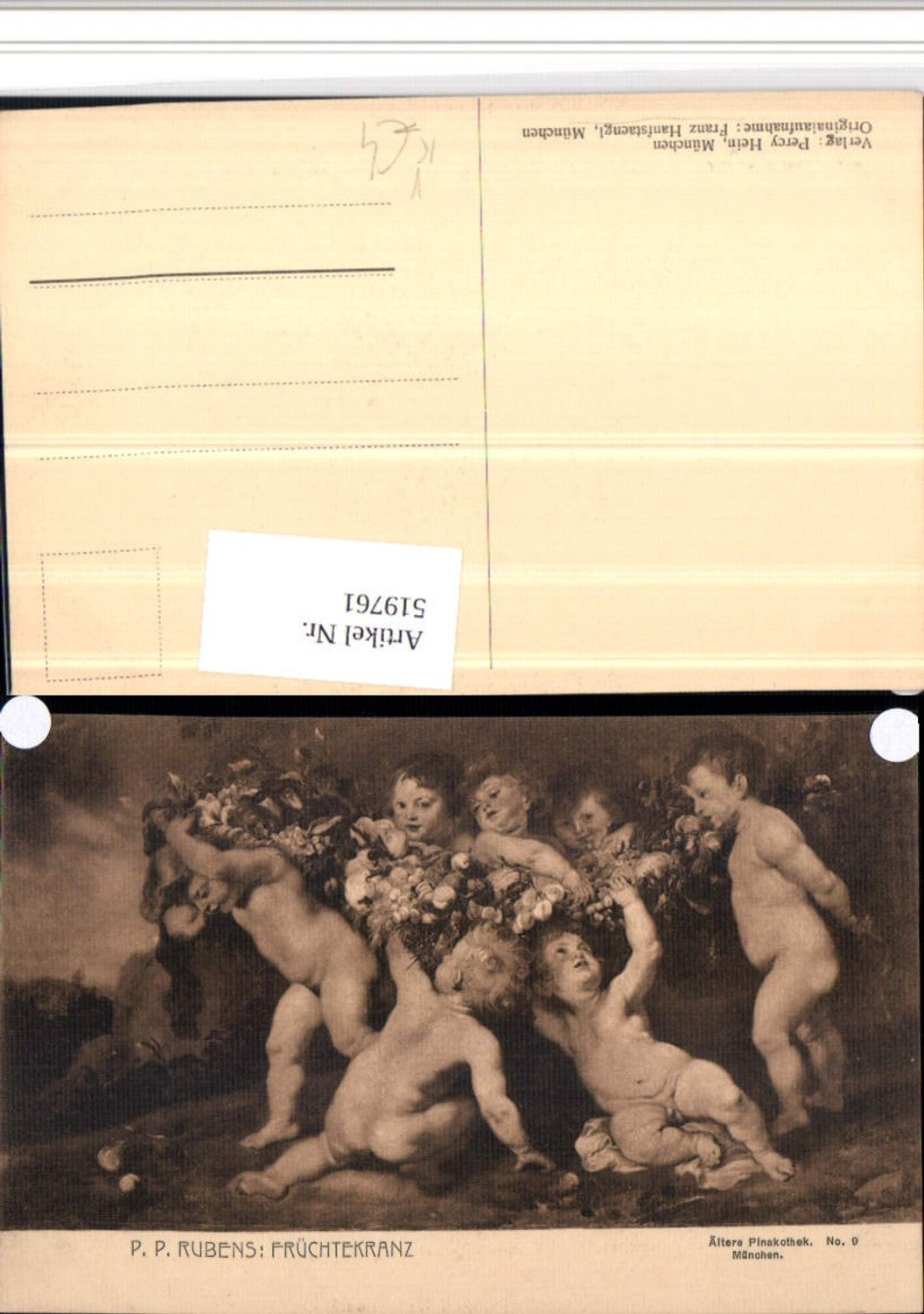 519761,Künstler AK P.P. Rubens Früchtekranz Kinder pub F. Hanfstaengl