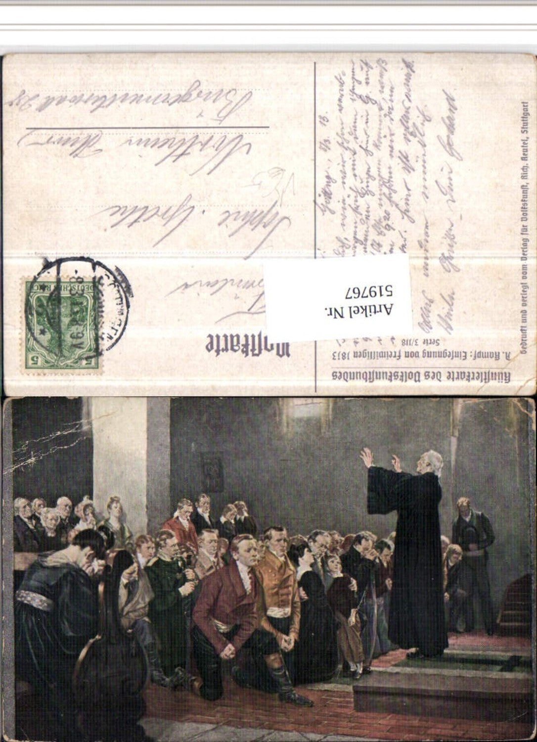 519767,Künstler AK A. Kampf Einsegnung von Freiwilligen pub Volkskunstbund 3/118