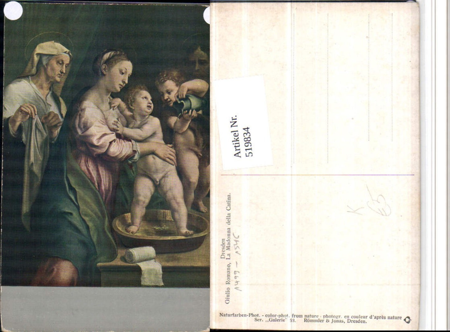 519834,Künstler AK Giulio Romano La Madonna della Catina Jesuskind