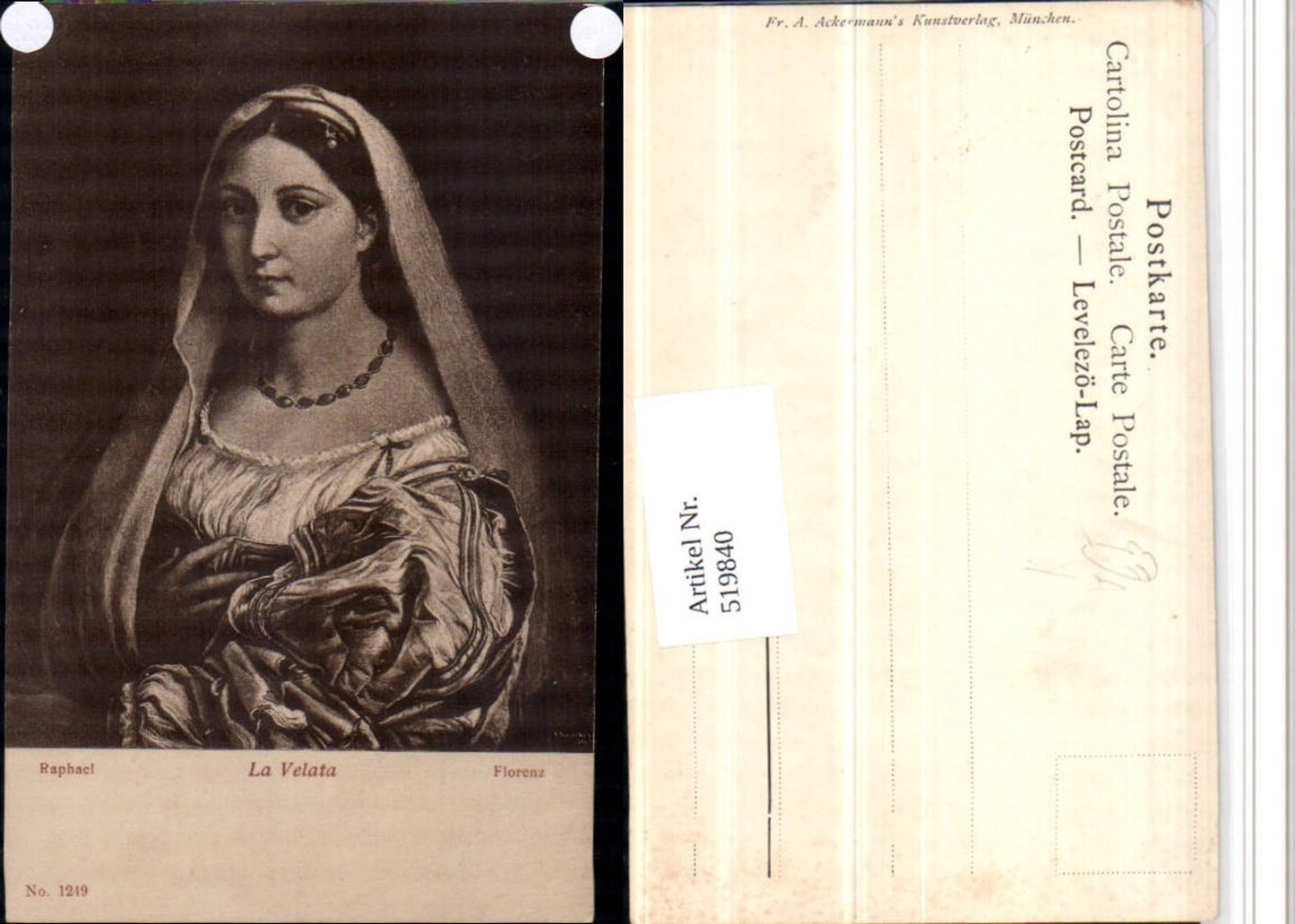 519840,Künstler AK Raphael La Velata Portrait pub Ackermann 1249