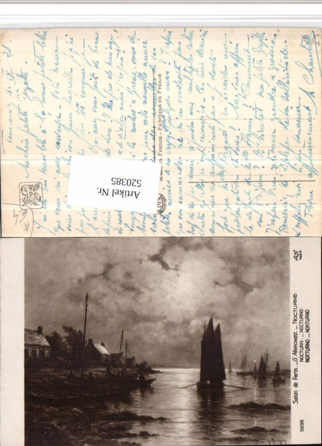 520385,Künstler AK G. Maroniez Notturno See Segelboote Boote