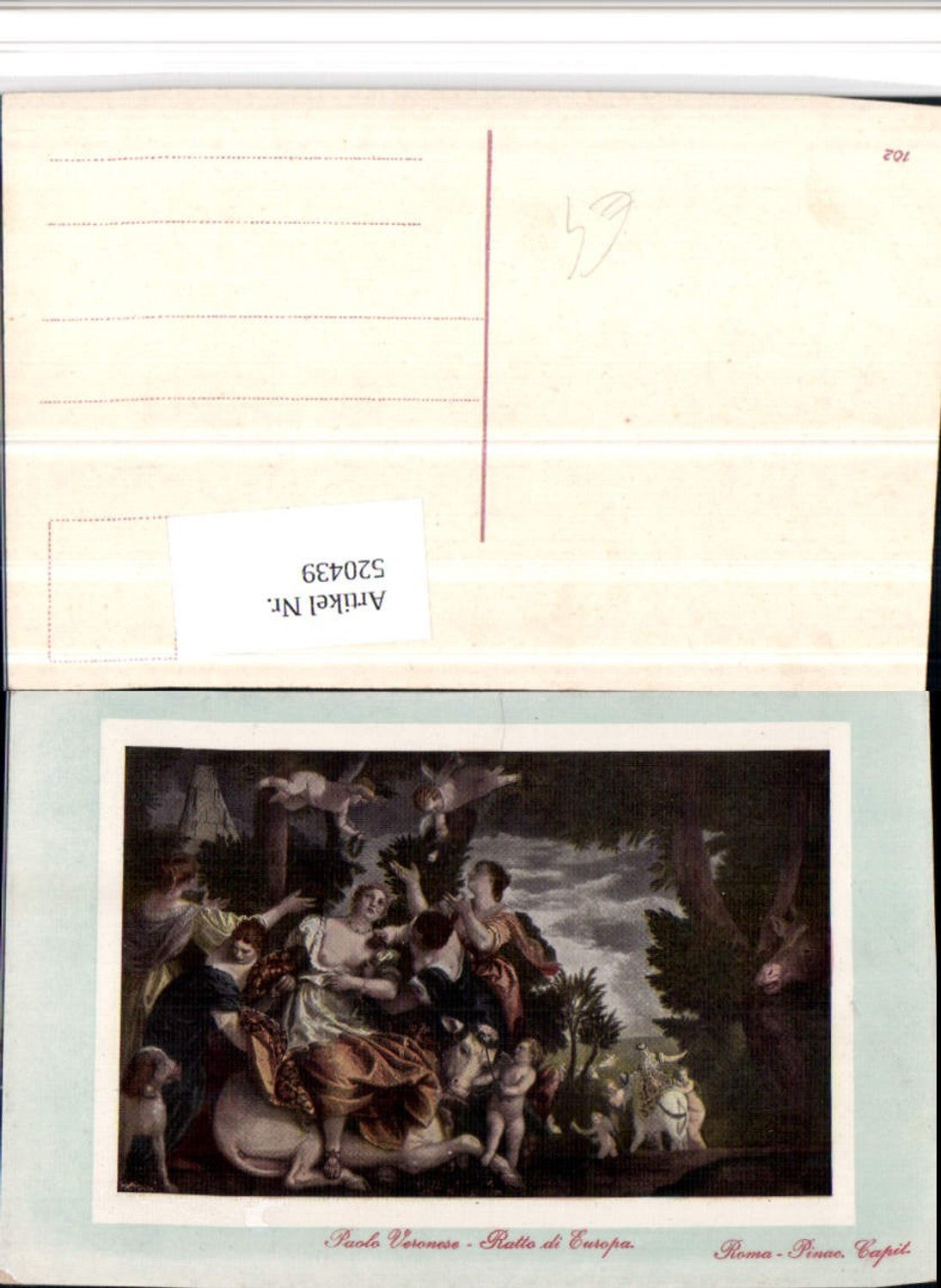 520439,Künstler AK Paolo Veronese Ratto di Europa Akt Engeln Rind