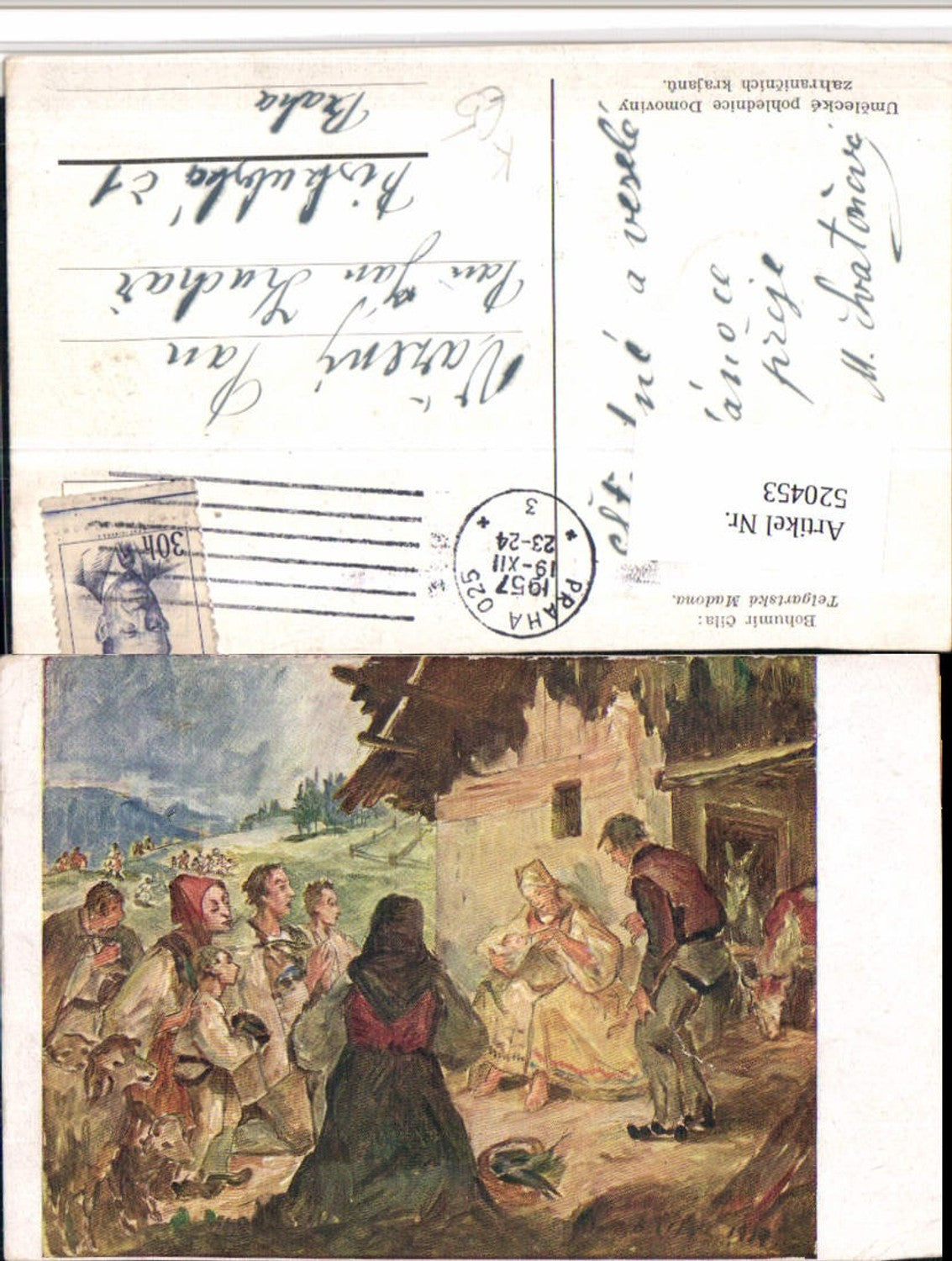 520453,Künstler AK Bohumir Telgartska Madona Maria Jesuskind