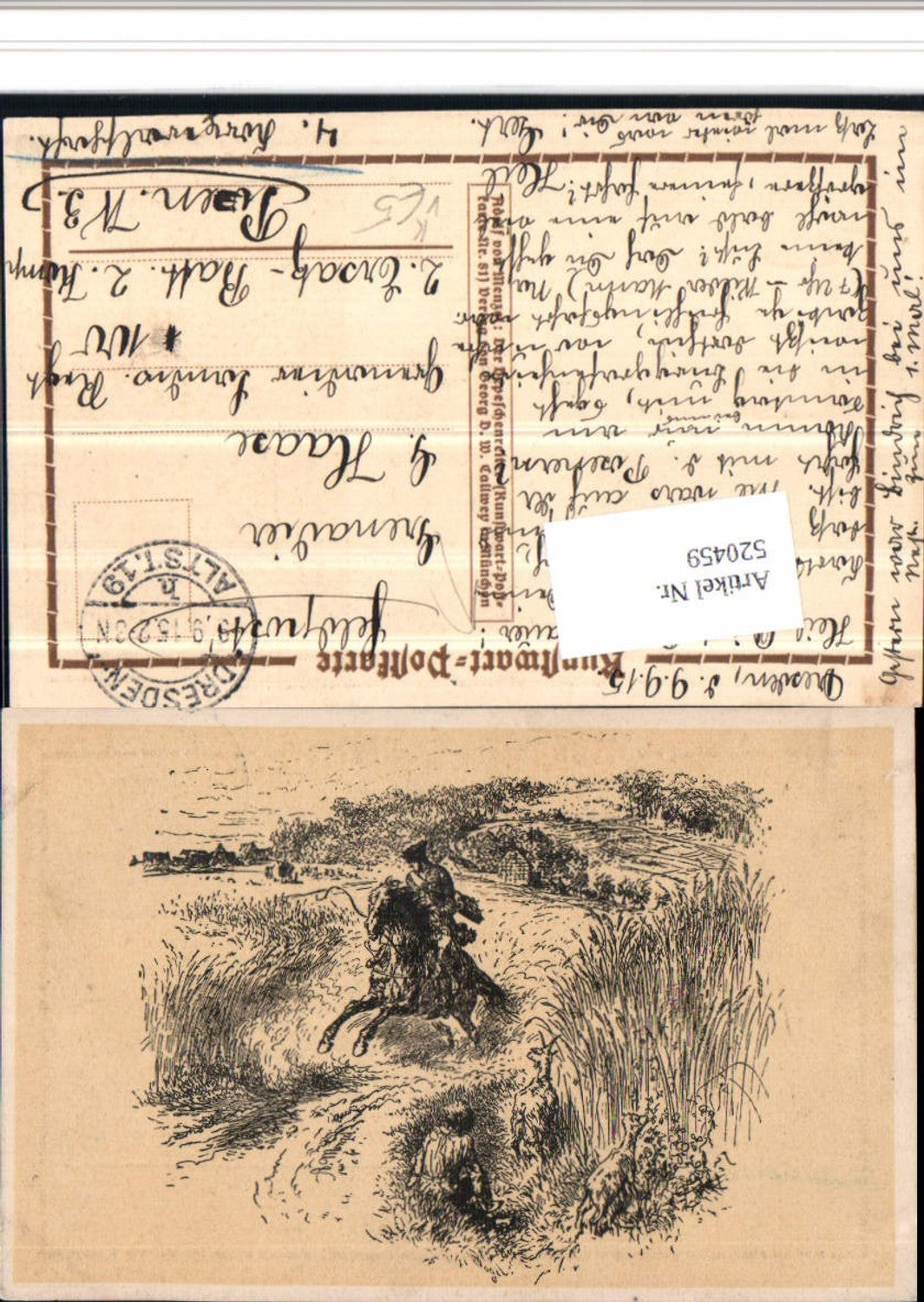 520459,Künstler AK Adolf von Menzel Depeschenreiter pub Georg Callwey