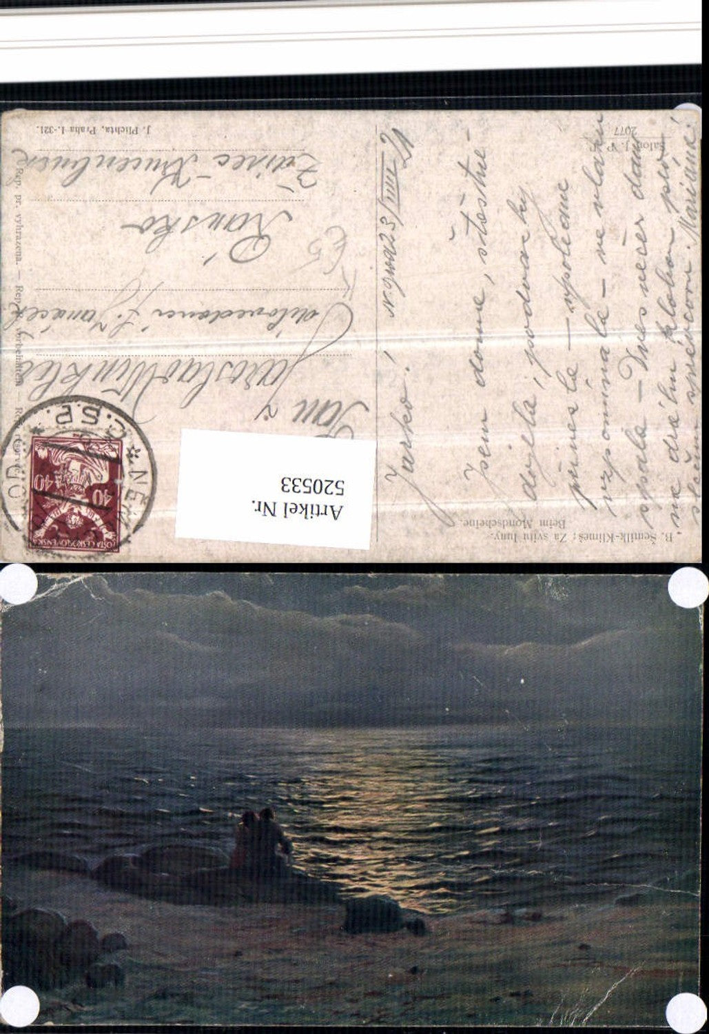520533,Künstler AK B. Semilk-Klimes Beim Mondscheine Liebe Paar Strand