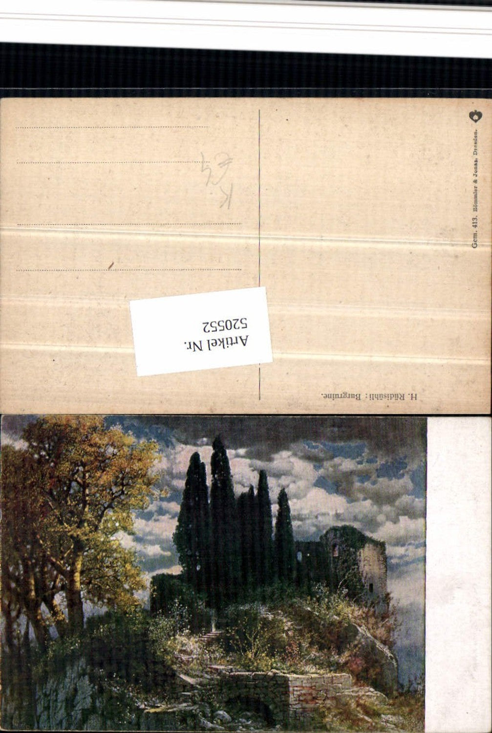 520552,Künstler AK H. Rüdisühli Burgruine Ruine