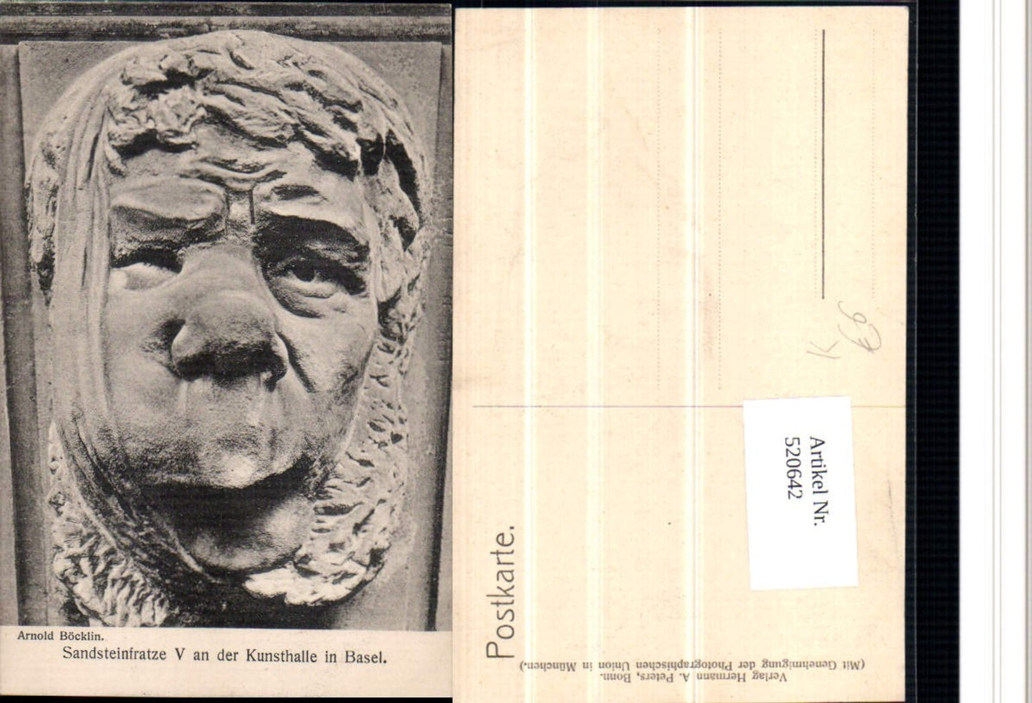 520642,Künstler AK Arnold Böcklin Sandsteinfratze V an der Kunsthalle in Basel