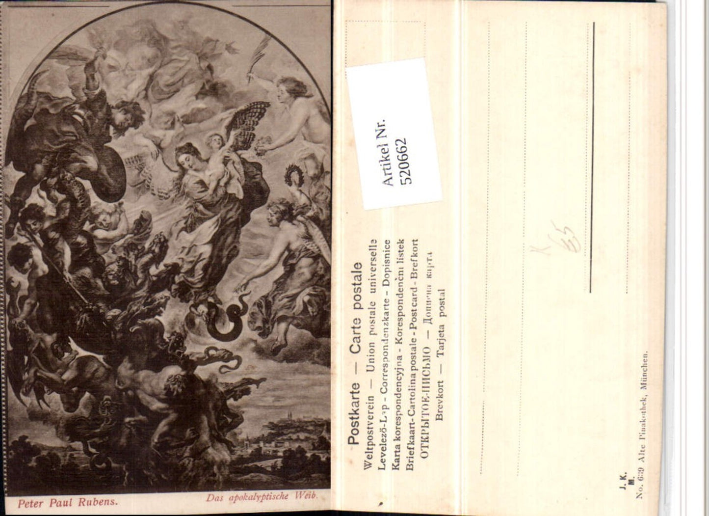 520662,Künstler AK Peter Paul Rubens Das apokalyptische Weib Engeln