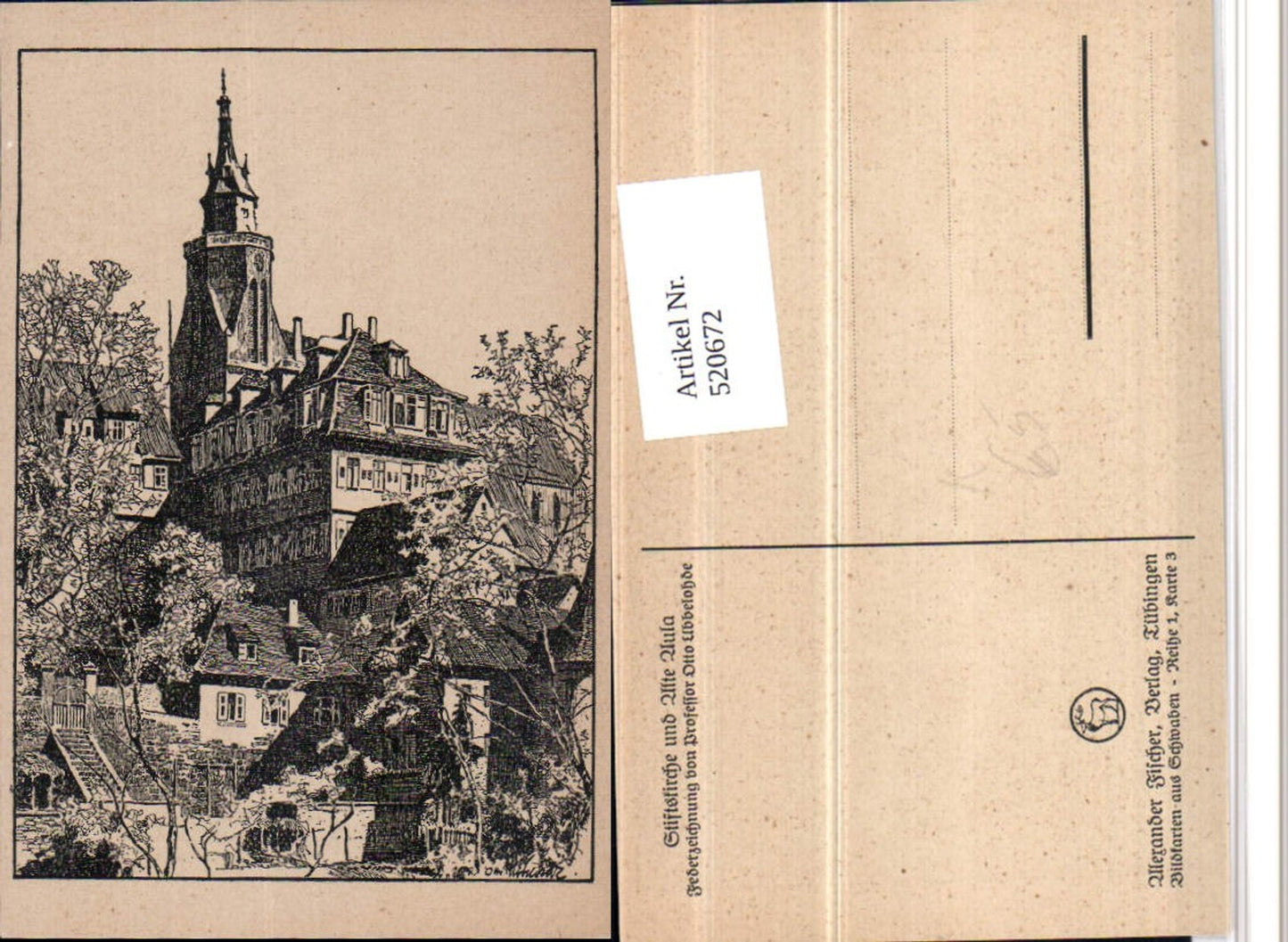 520672,Künstler AK Otto Ubbelohde Stiftskirche u. Alte Aula