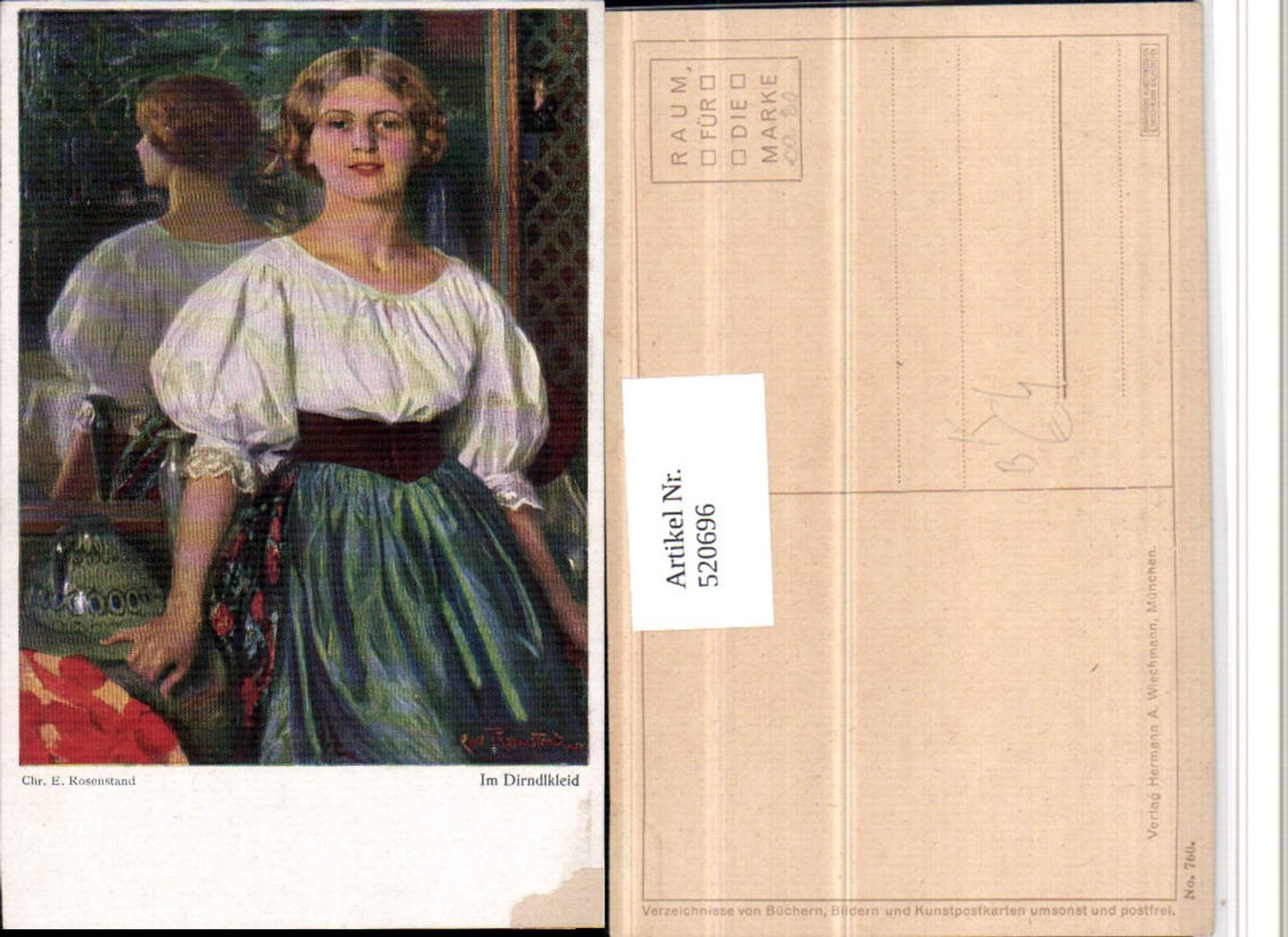 520696,Künstler AK Chr. E. Rosenstand Im Dirndlkleid Frau Tracht