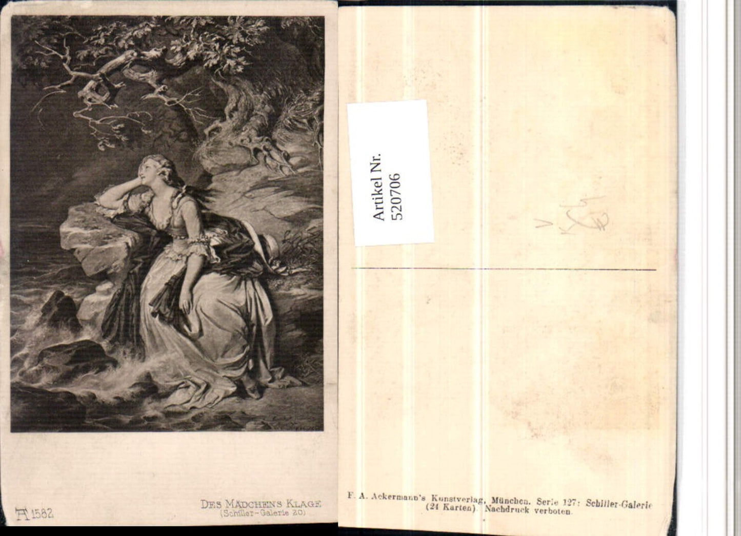 520706,Künstler AK Schiller Des Mädchen Klage Frau pub Ackermann 1582