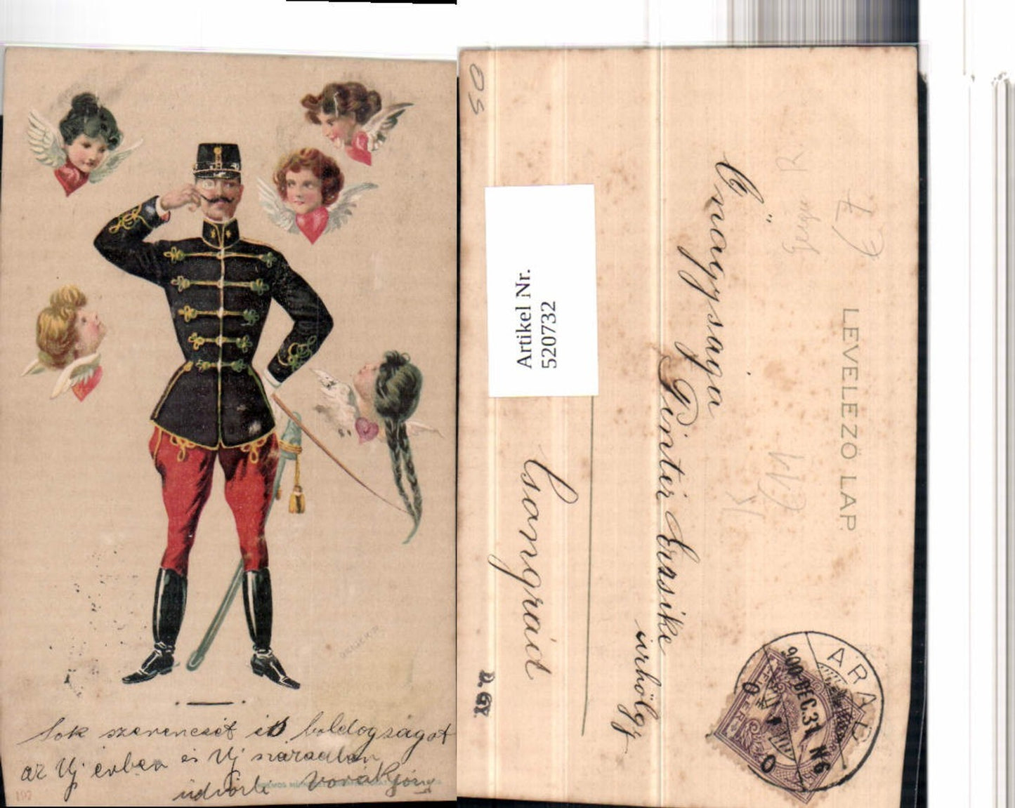 520732,Künstler AK R. Geiger Simplicissimus Soldat Uniform Engelsköpfe Monokel