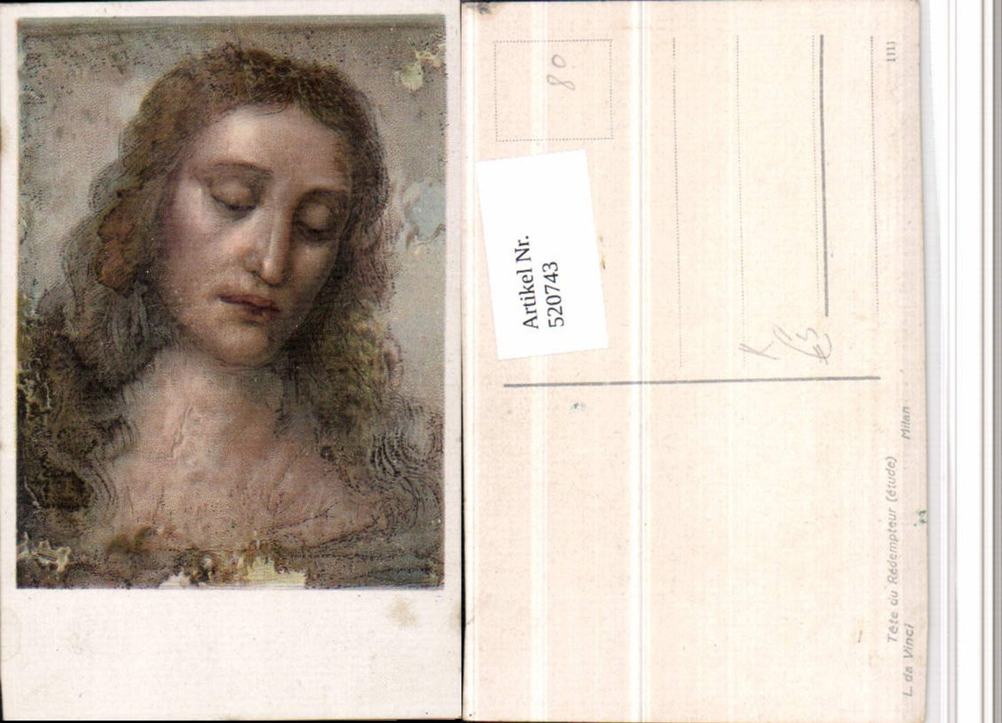520743,Künstler AK Leonardo da Vinci Tete du Redempteur Portrait