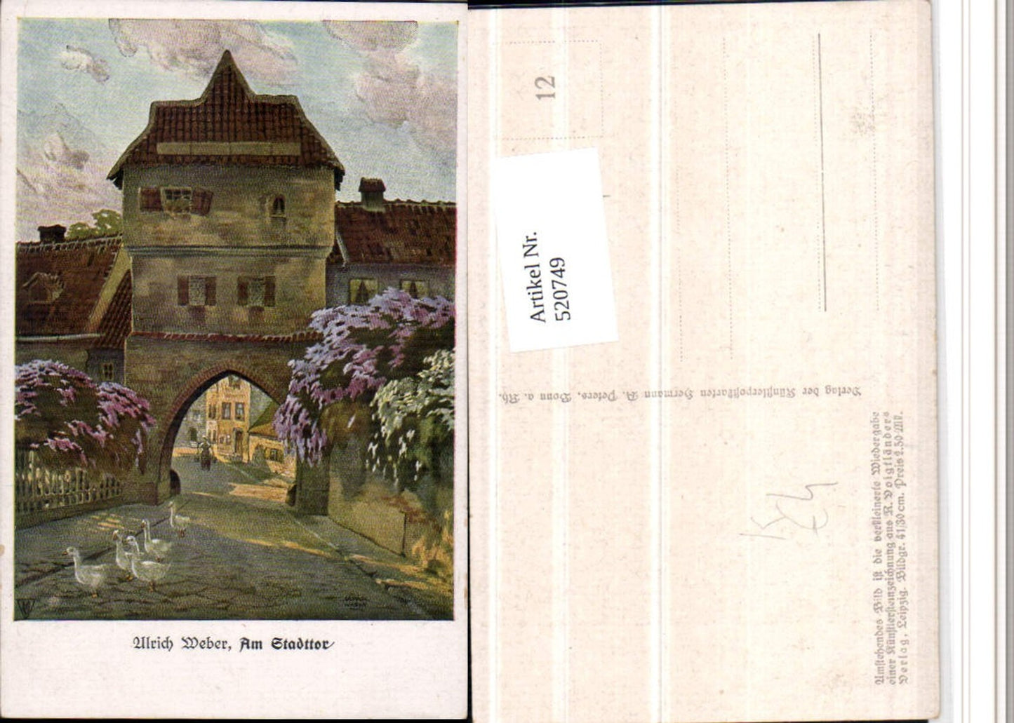 520749,Künstler AK Ulrich Weber Am Stadttor Tor Gänse