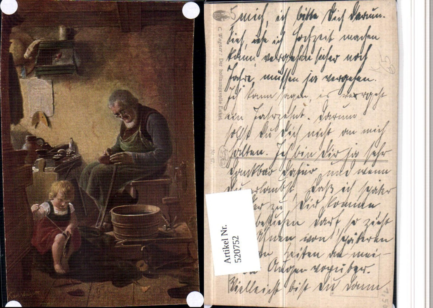 520752,Künstler AK C. Wagner Der hoffnungsvolle Enkel Heimarbeit