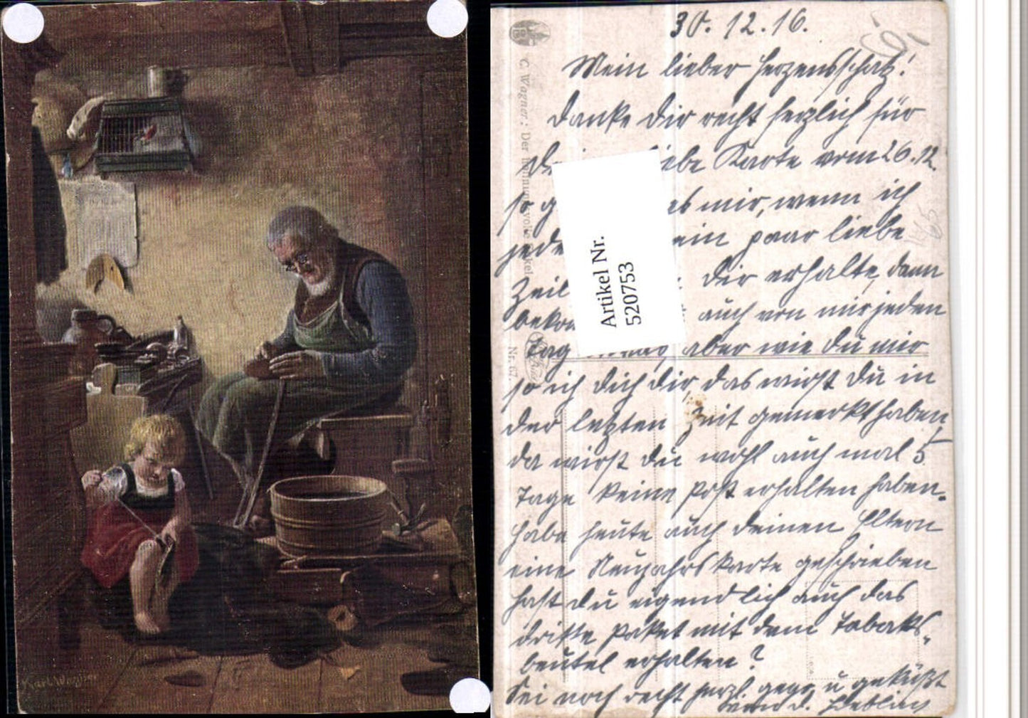 520753,Künstler AK C. Wagner Der hoffnungsvolle Enkel Heimarbeit