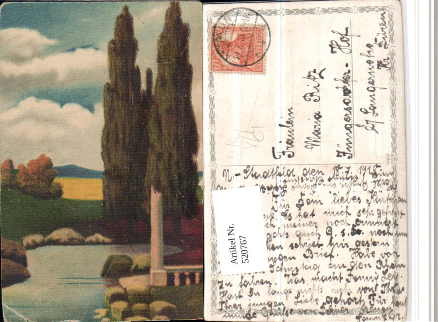 520767,Künstler AK Landschaft Bäume Säule pub Wenau-Pastell 967