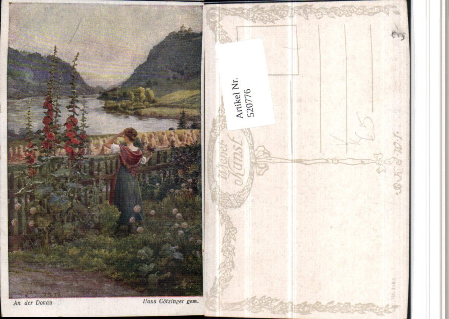 520776,Künstler AK Hans Götzinger An der Donau Frau Tracht pub B.K.W.I. 1164