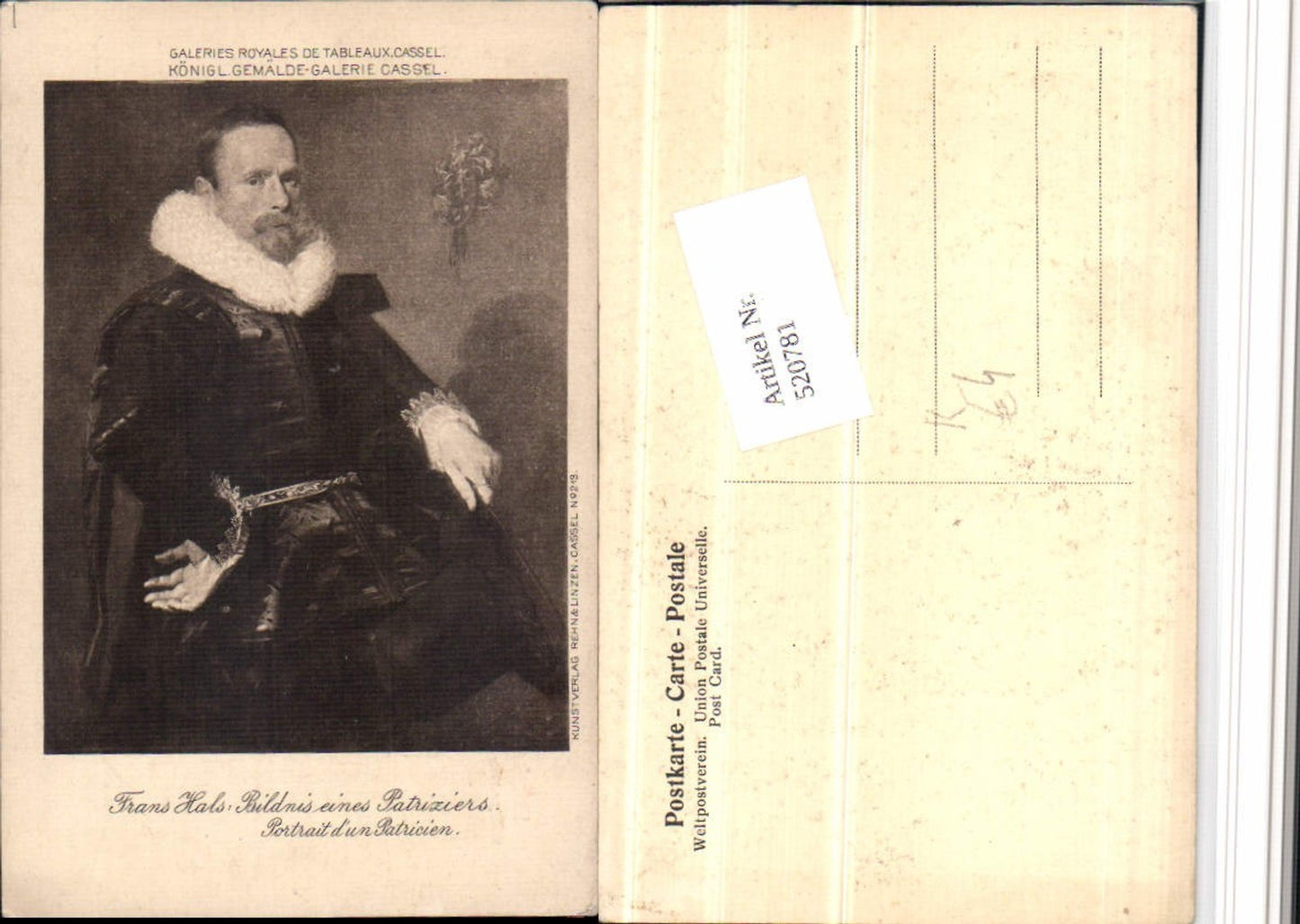 520781,Künstler AK Frans Hals Bildnis eines Patriziers Halskrause