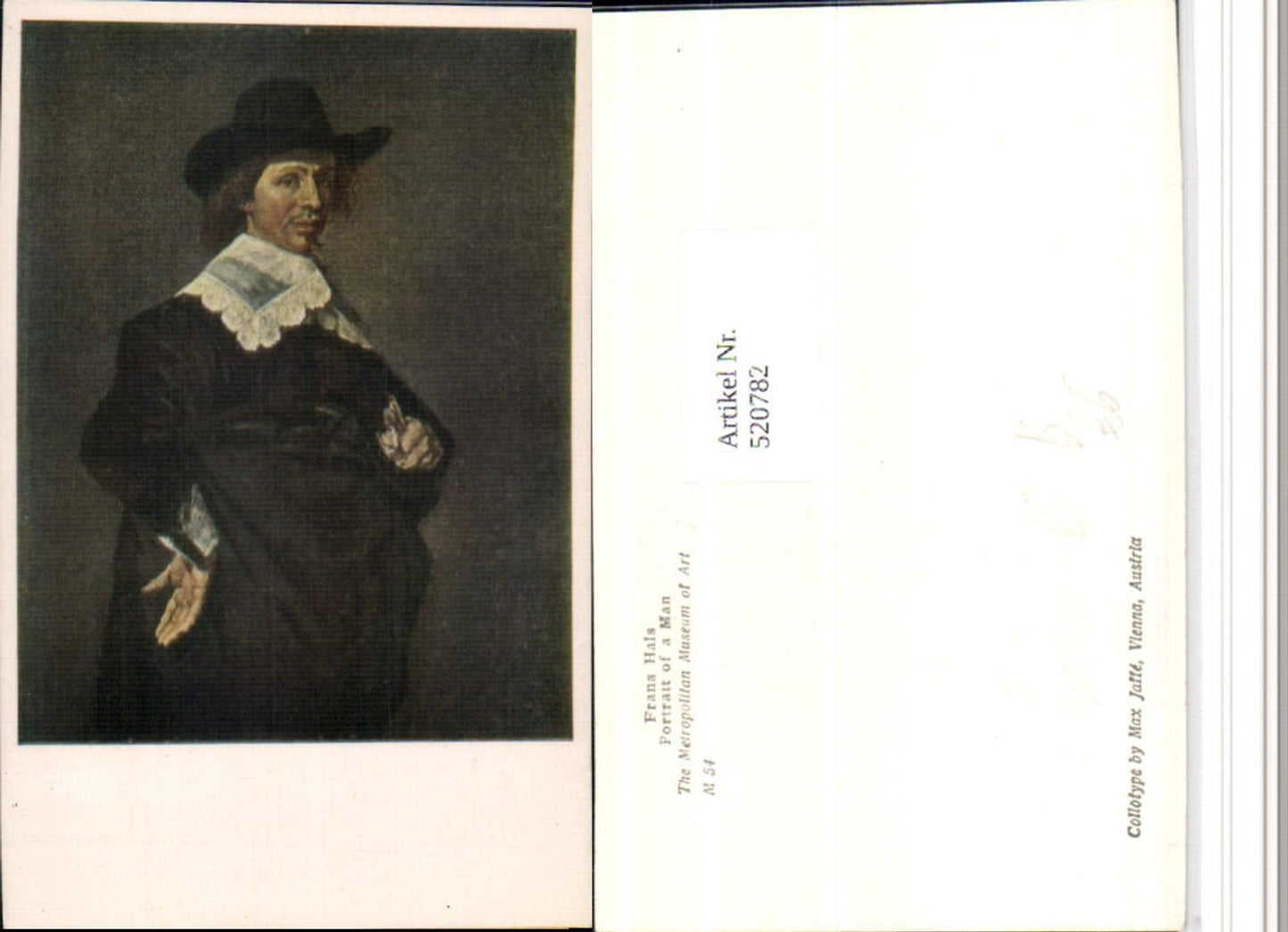 520782,Künstler AK Frans Hals Portrait of a Man Hut pub Max Jaffe