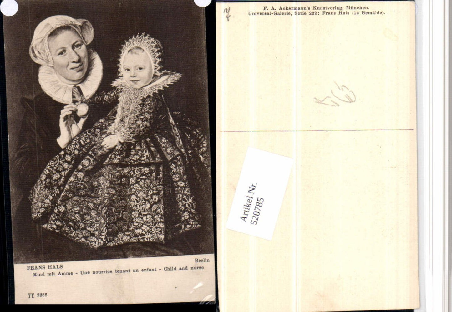 520785,Künstler AK Frans Hals Amme m. Kind Mutter pub Ackermann 2288