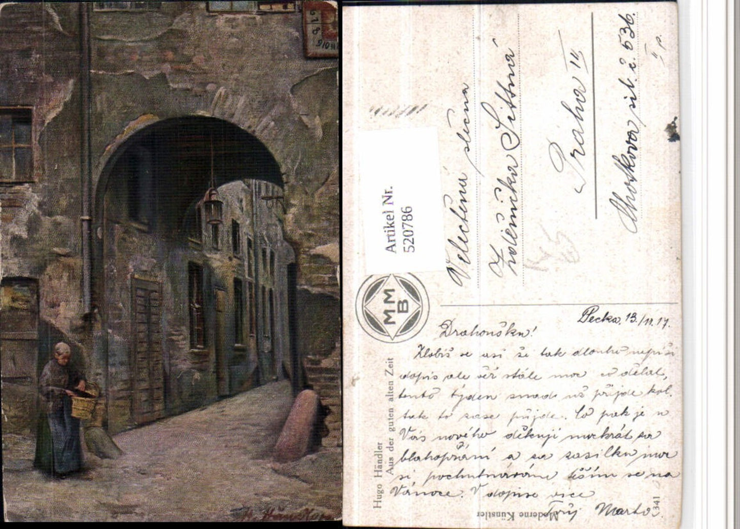 520786,Künstler AK Hugo Händler Aus der guten alten Zeit Gasse Tor