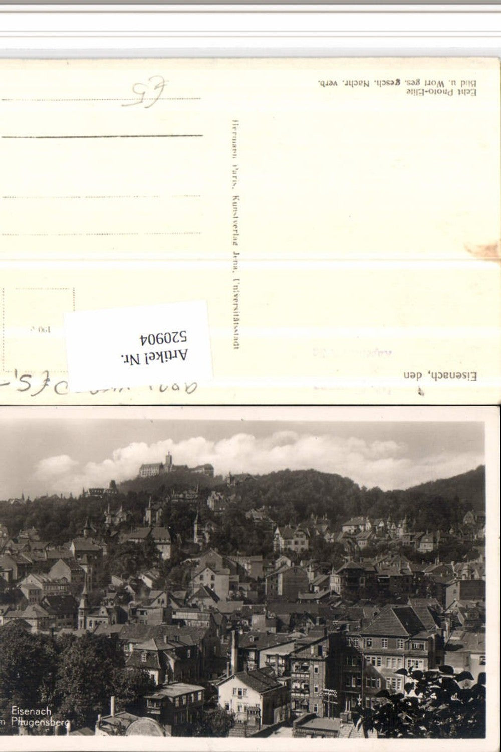 520904, Eisenach partial view with Wartburg from Pflugensberg