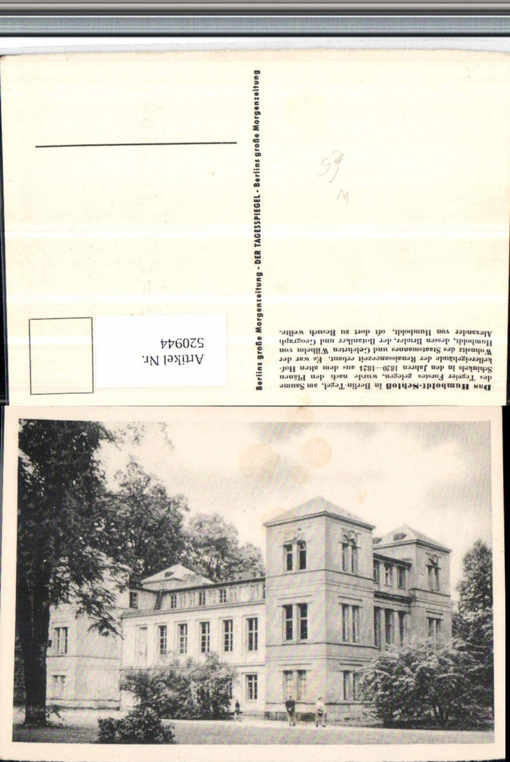 520944,Berlin Reinickendorf Tegel Humboldt Schloß