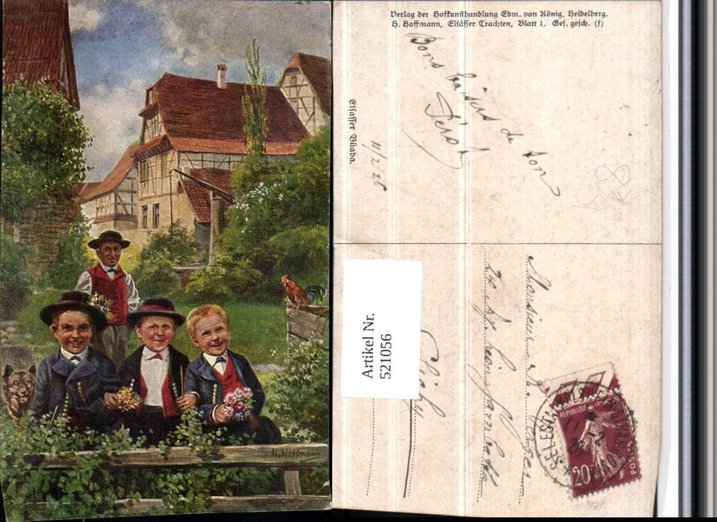 521056, Artist AK Heinrich Hoffmann Alsatian Costume Boys pub Edm. v. König