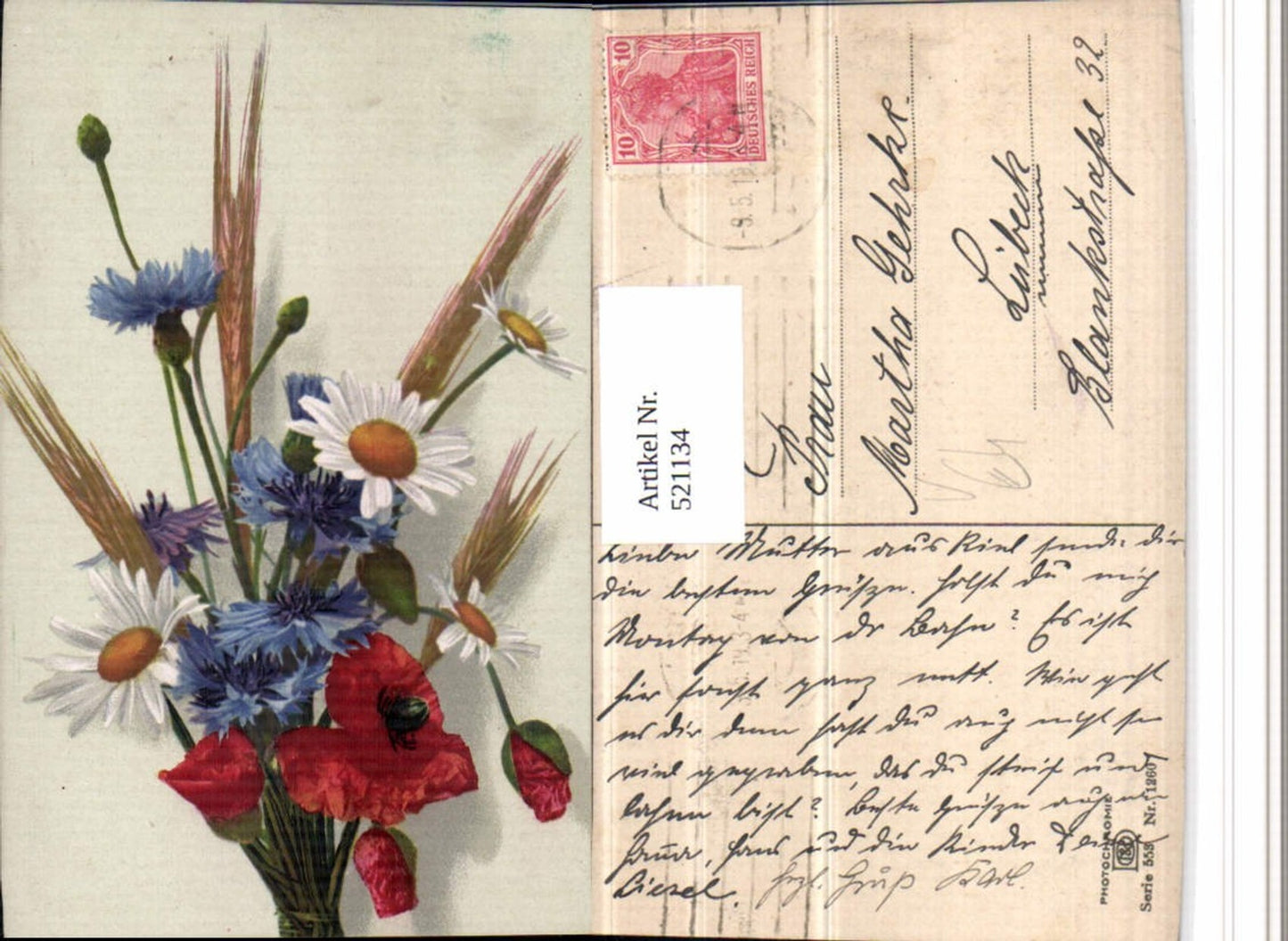 521134,Photochromie Nenke & Ostermaier 553/1260 Mohnblume Kornblume