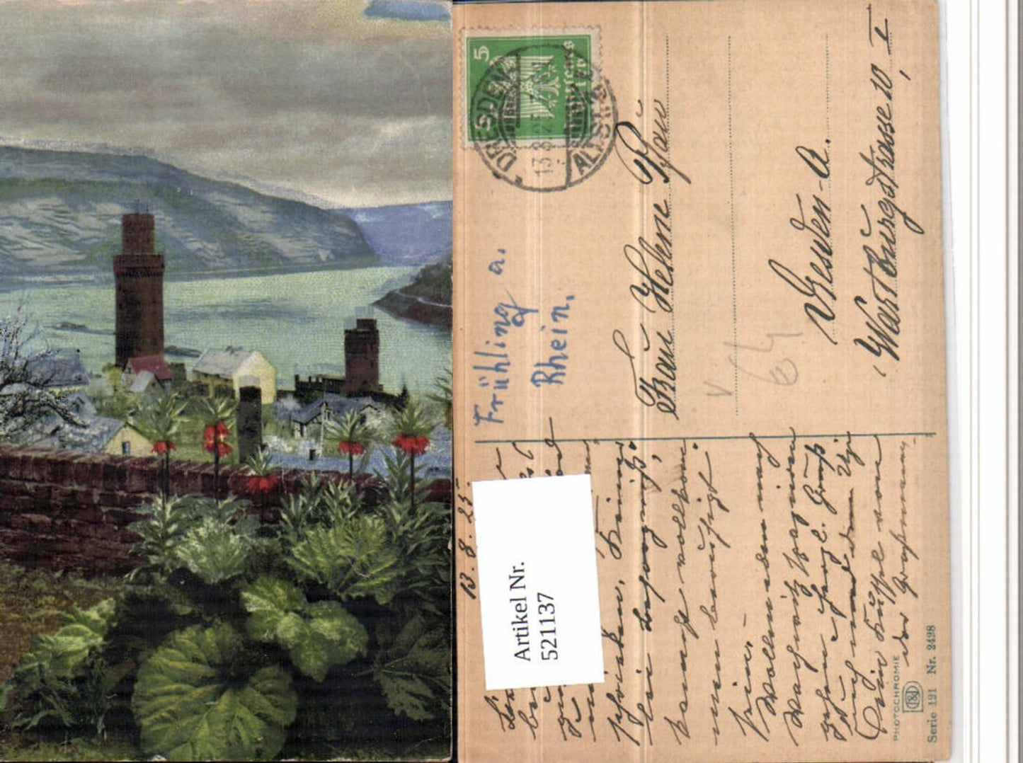 521137,Photochromie Nenke & Ostermaier 121/2428 Rhein Fluss Turm