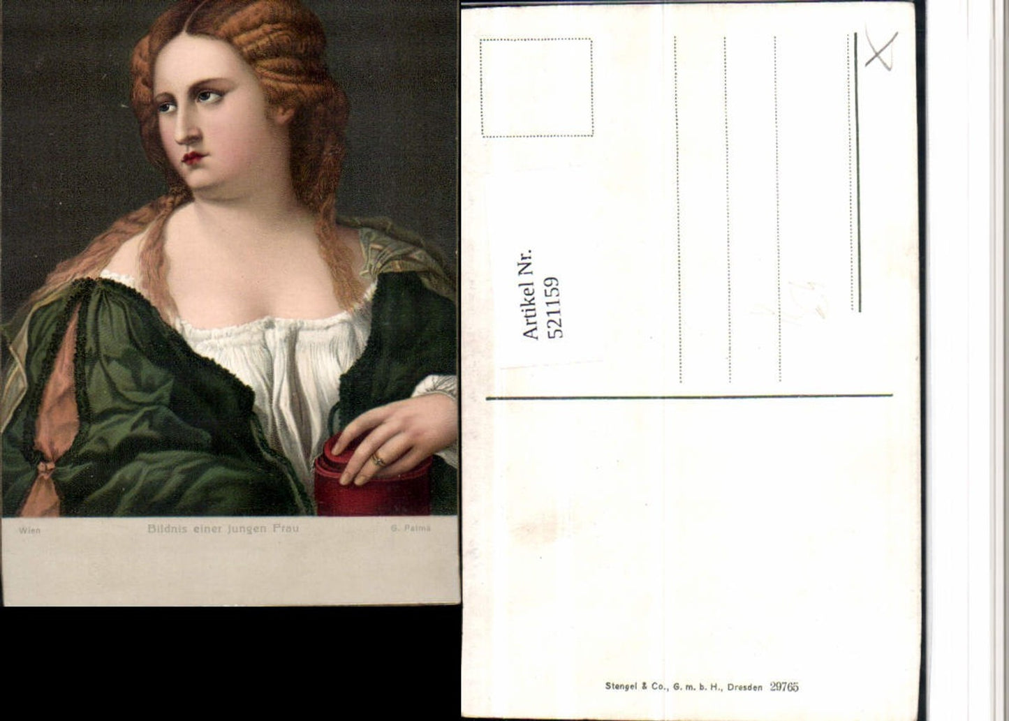 521159,Stengel & Co 29765 Künstler G. Palma Bildnis einer jungen Frau